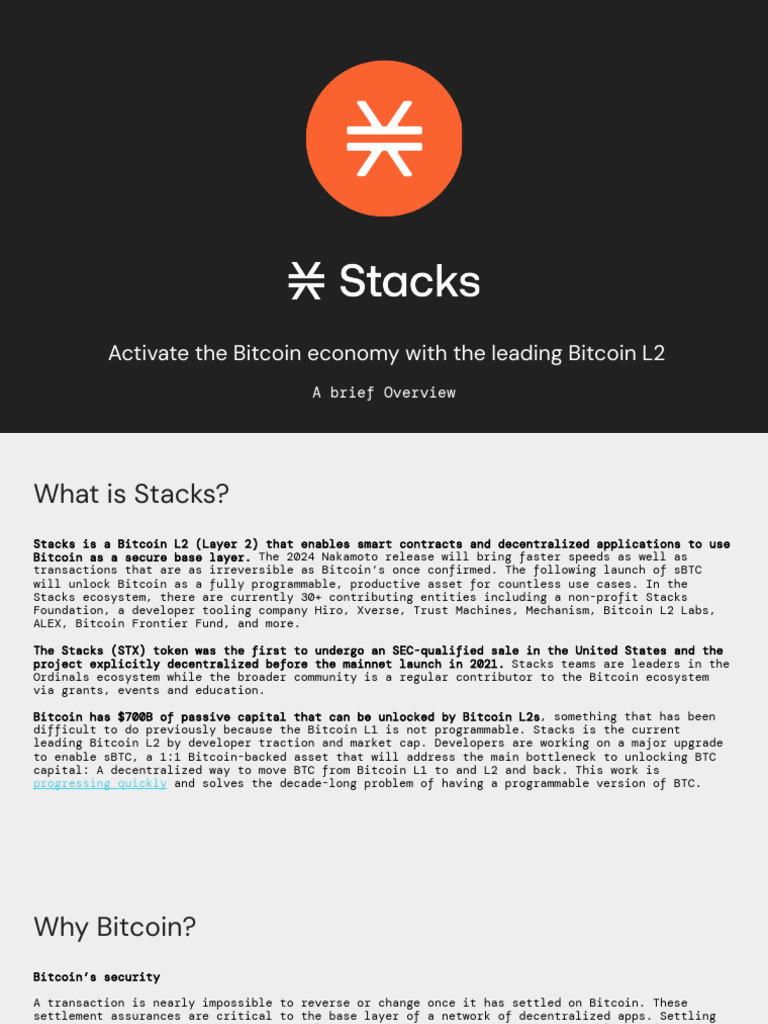 Unlocking Bitcoin with Stacks L2 | PDF | Bitcoin | Applications Of ...