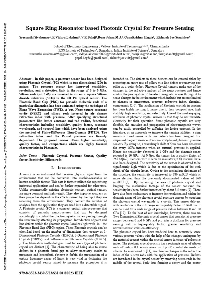 Square Ring Resonator Based Photonic Crystal For P 250808 135518 | PDF ...