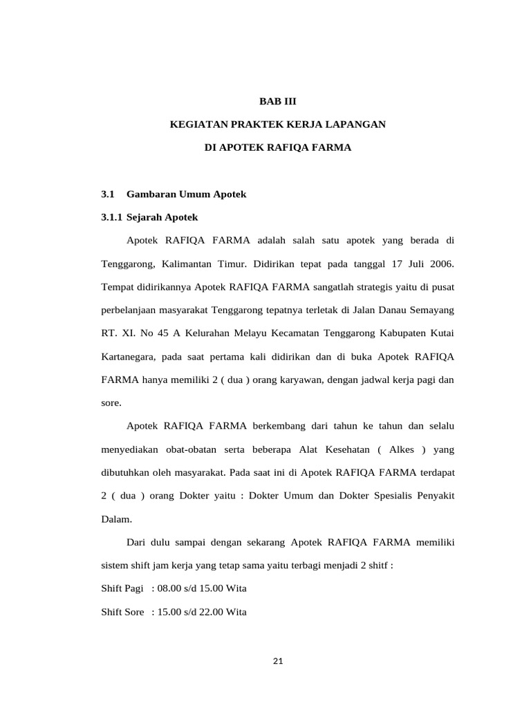 Kegiatan Praktek di Apotek Rafiqa Farma | PDF