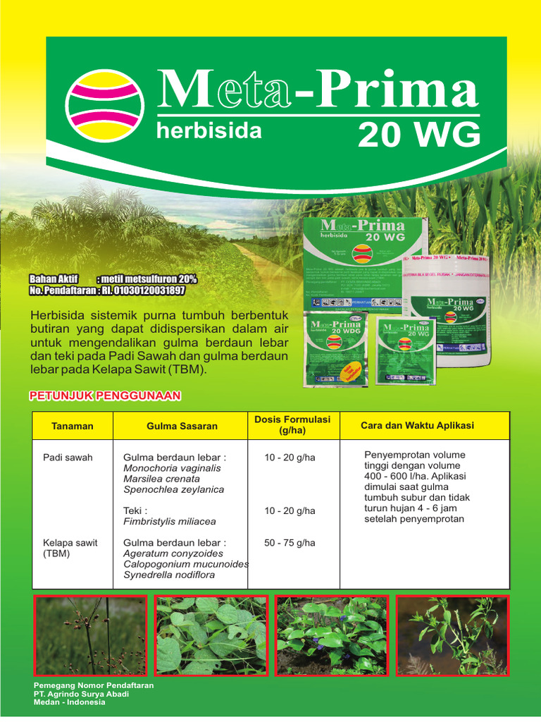 Herbisida Metaprima untuk Padi dan Kelapa Sawit | PDF