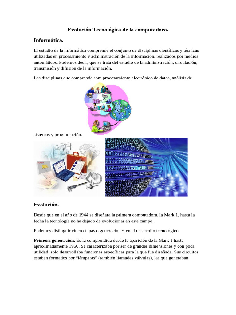 Evolución de las Generaciones de Computadoras | PDF | Puesto de trabajo ...