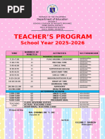 Kindergarten Class Program 2025-2026 | PDF