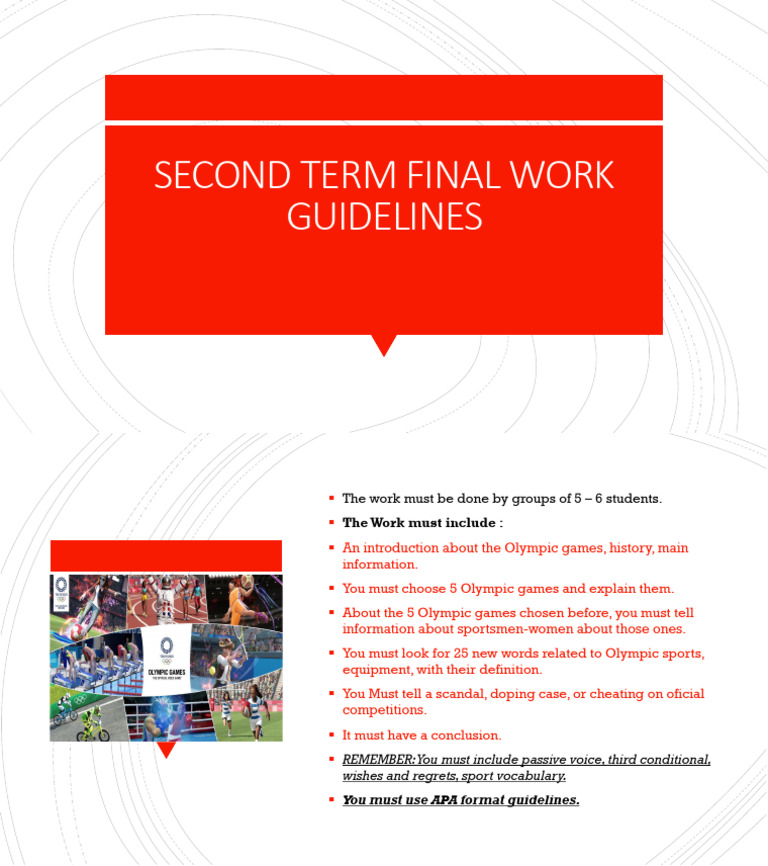 Second Term Final Work Guidelines | PDF