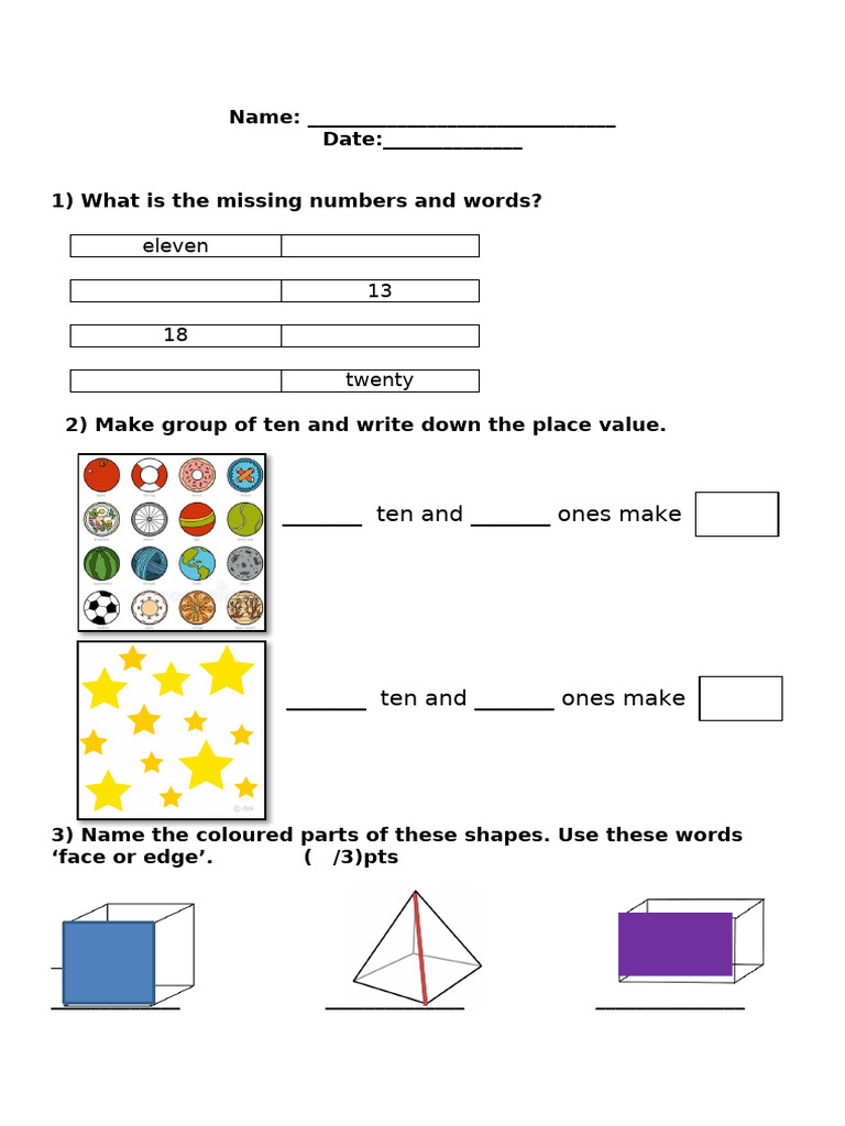 Grade 1 Maths Worksheet | PDF