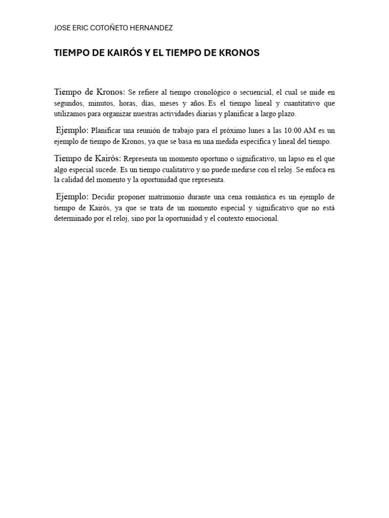 Tiempo de Kairós y Kronos | PDF