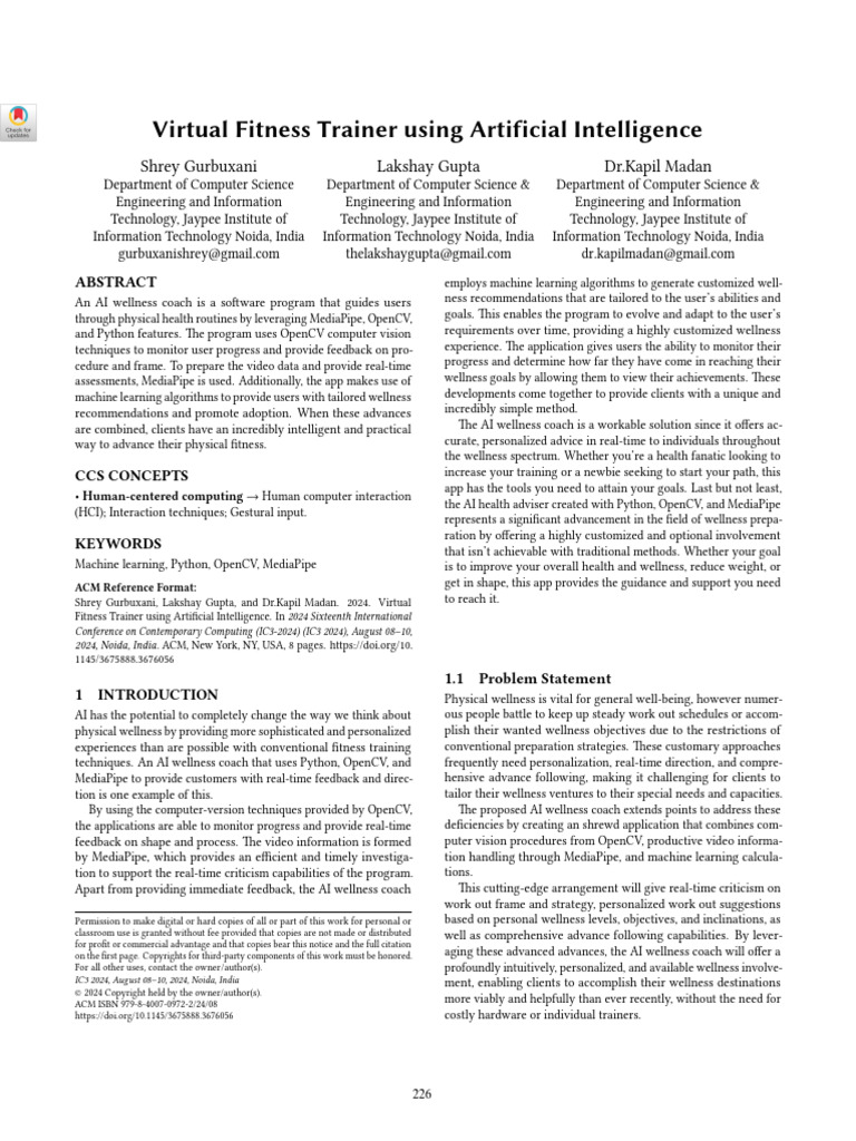 AI-Powered Virtual Fitness Coach | PDF | Artificial Intelligence ...