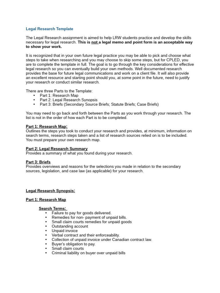 Legal Research Template for Contract Disputes | PDF | Breach Of ...
