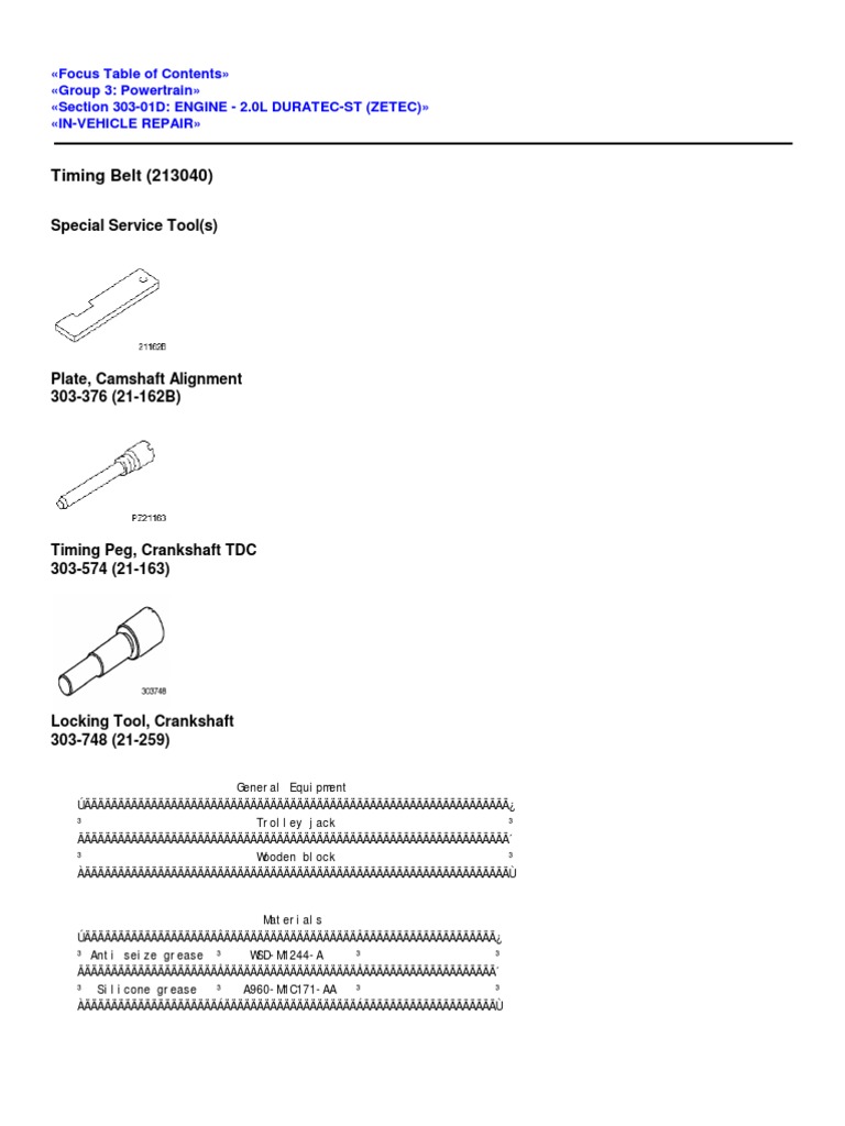 Focus SVT ST170 Timing Belt | PDF
