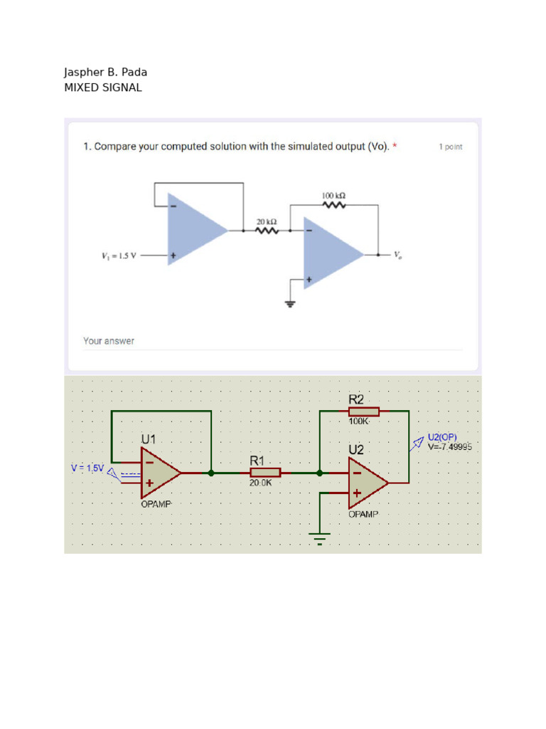 OpAmp Introduction Activity - PADA, J | PDF