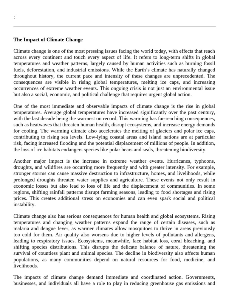 Climate Change Impact | PDF | Climate Change | Extreme Weather