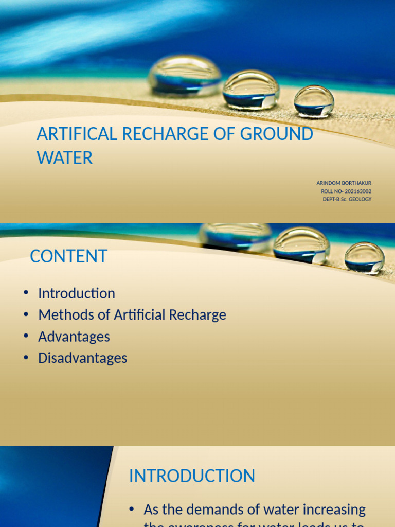 Methods of Artificial Groundwater Recharge | PDF | Groundwater | Aquifer