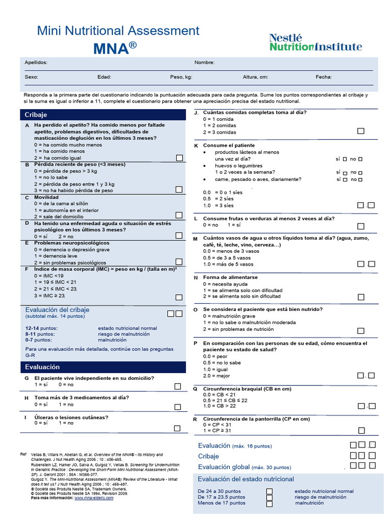 Evaluación del Riesgo Nutricional NRS-2002 | PDF