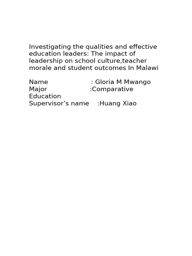 Leadership Impact on Education in Malawi | PDF | Leadership | Methodology