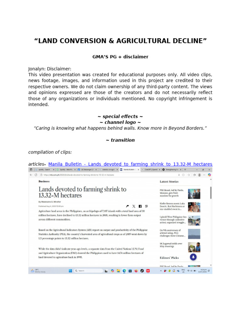 Land Conversion Impact on Agriculture | PDF | Agricultural Land ...