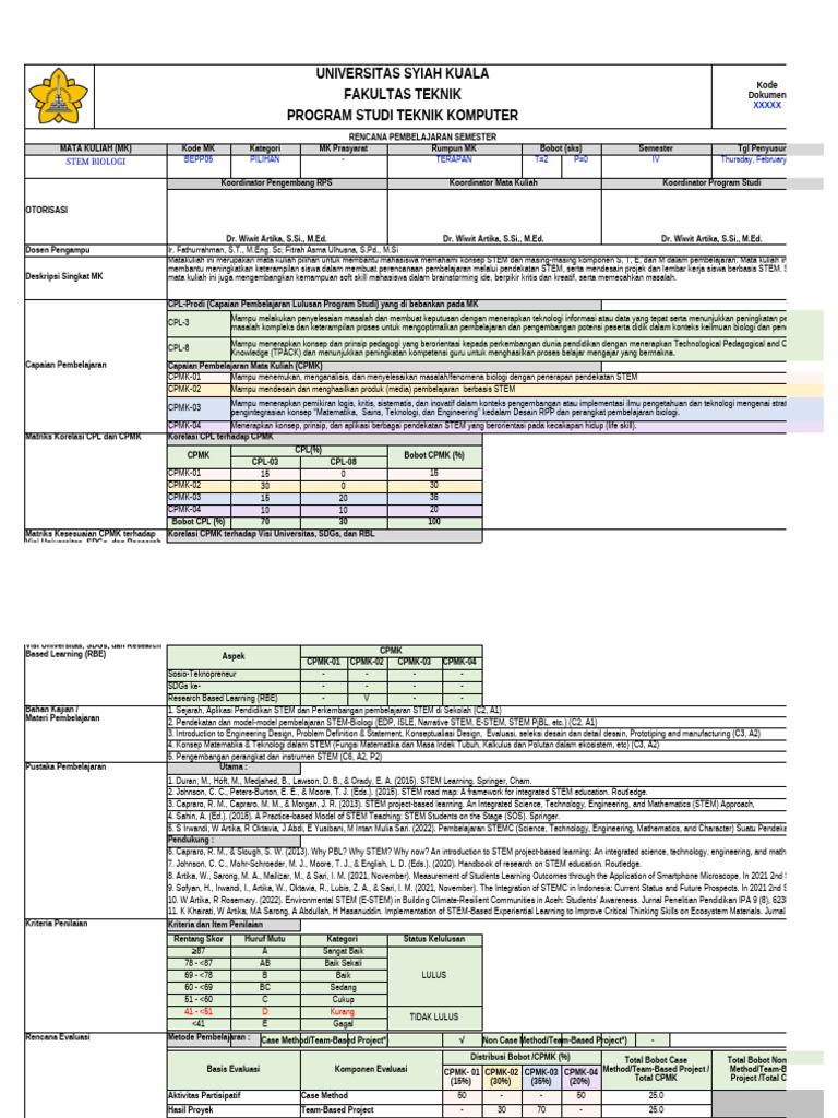 Rencana Pembelajaran STEM Biologi | PDF