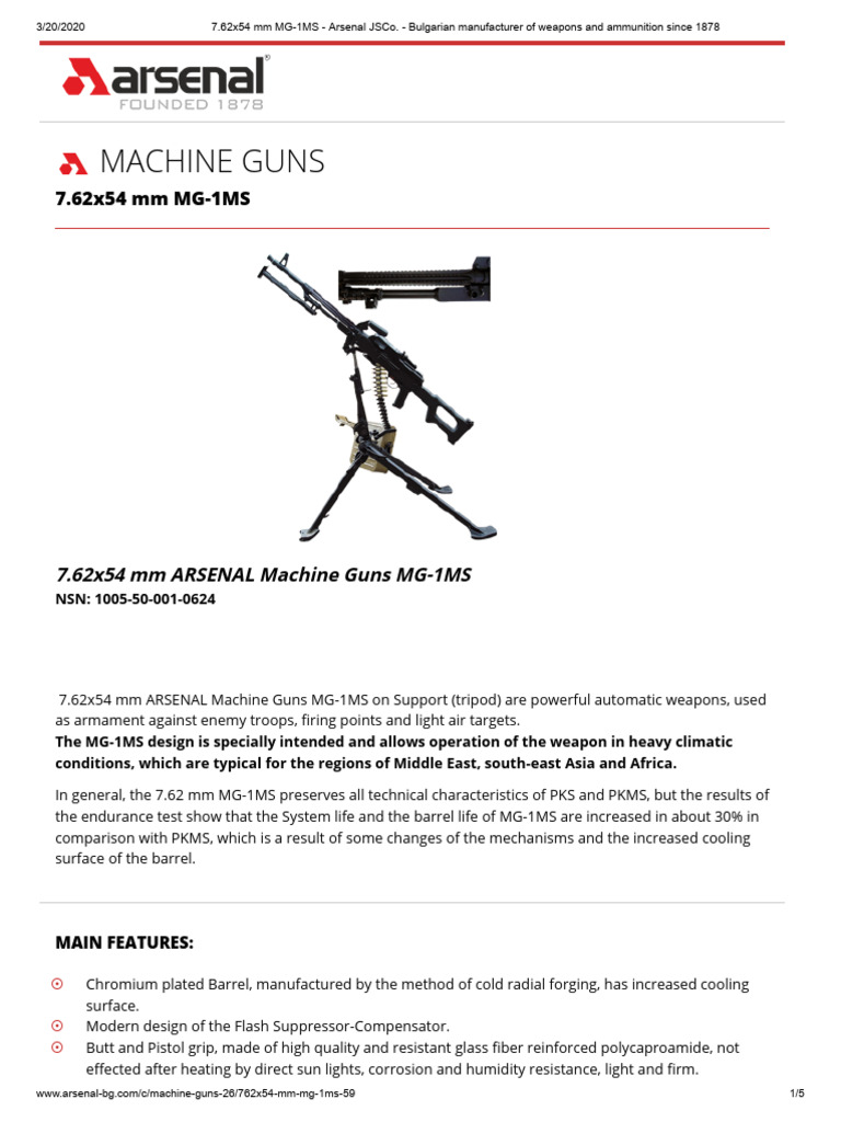 7.62x54 mm MG-1MS Machine Gun Overview | PDF | Gun Barrel | Weapon Design