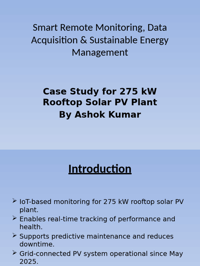 275 kW Solar PV Plant Monitoring Case Study | PDF | Photovoltaic System ...