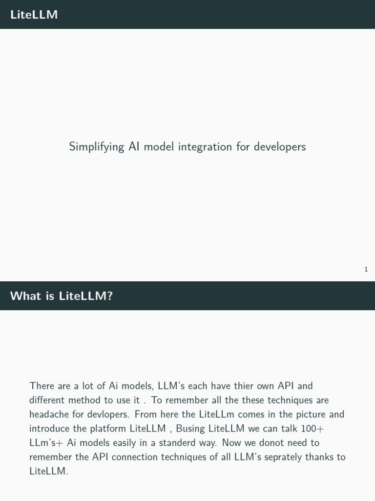 LiteLLM: Simplifying AI Model Integration | PDF
