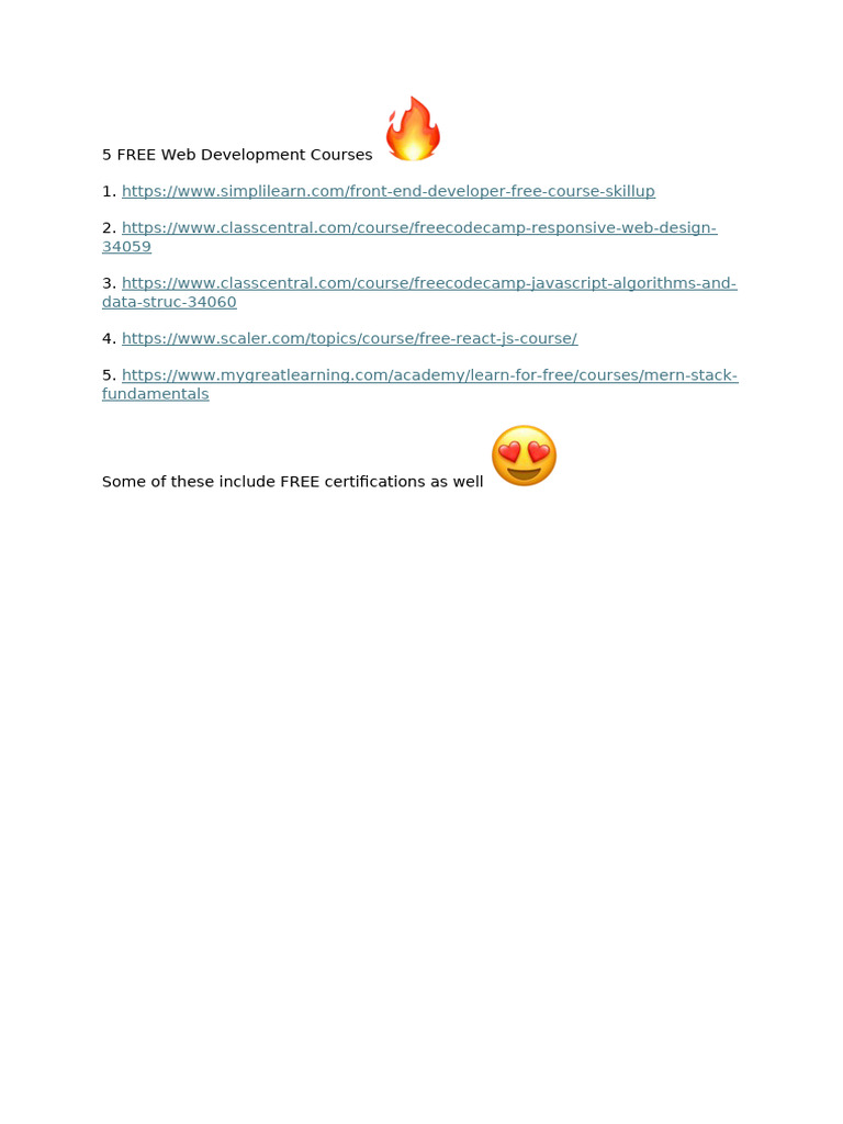 Top 5 Free Web Development Courses | PDF