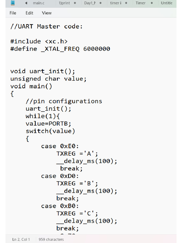 UART Master Code and ARDUINO Code | PDF