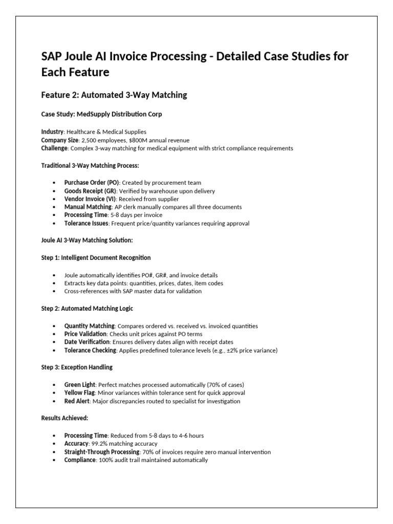 SAP Joule AI Invoice Processing Case Study | PDF