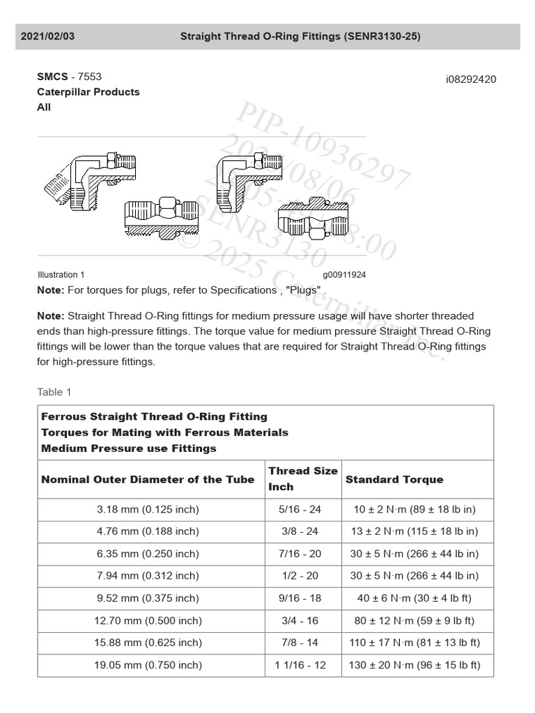 Torque Specifications for O-Ring Fittings | PDF | Mechanical Engineering