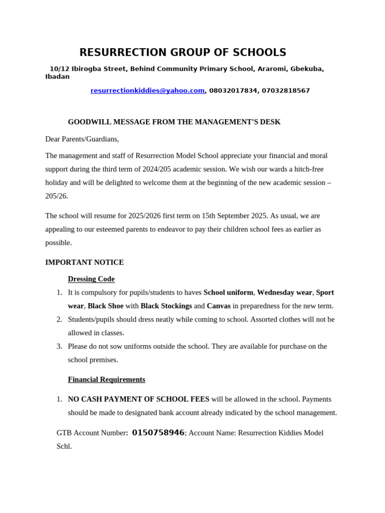 Resumption Notice | PDF