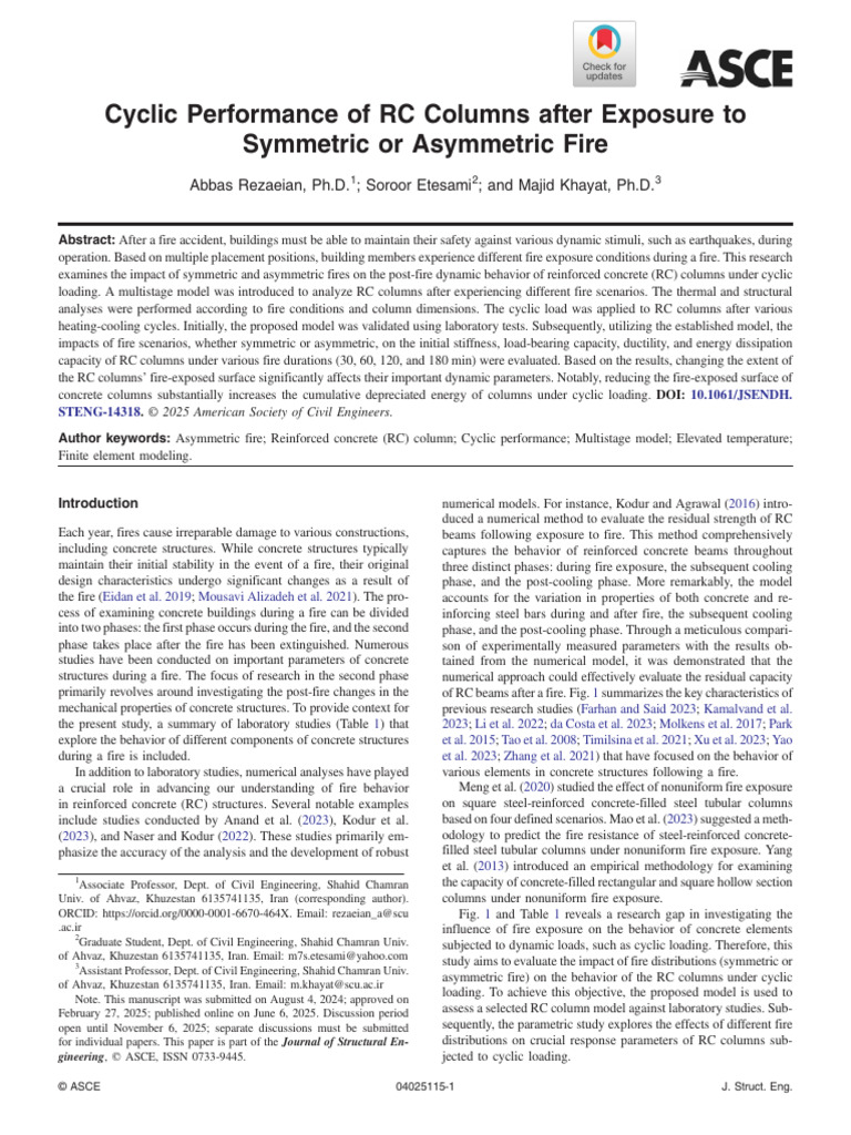 Rezaeian Et Al Cyclic Performance of RC Columns After Exposure To ...