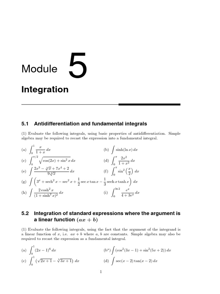 Questions Booklet 5 (Integration) | PDF | Trigonometric Functions ...