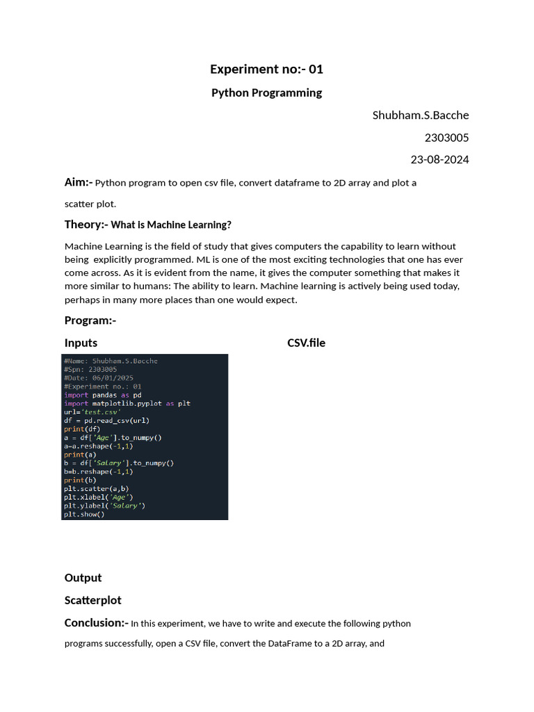 Python CSV to Scatter Plot Tutorial | PDF