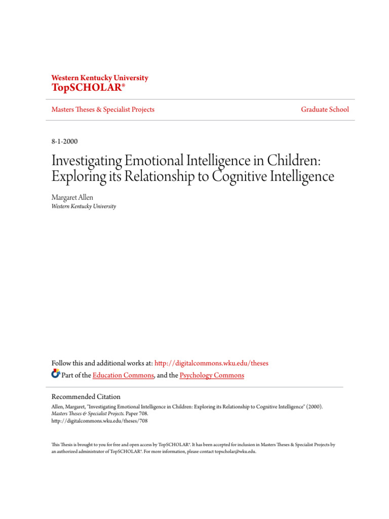Emotional Intelligence in Children Study | PDF | Intelligence ...