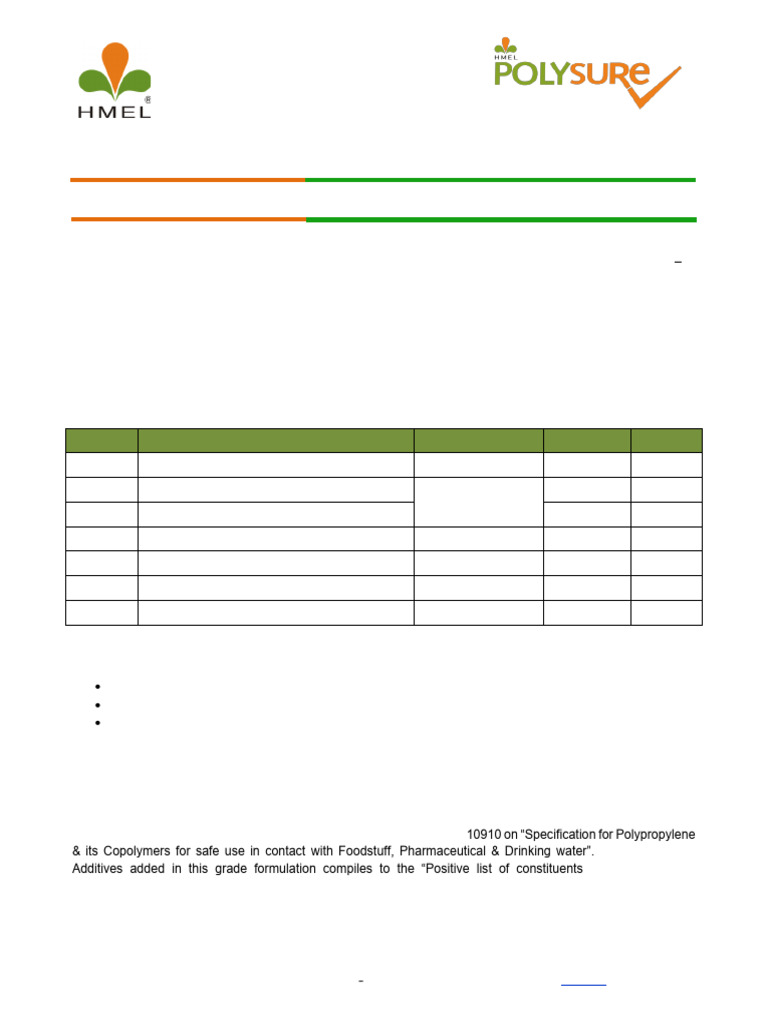 Y35GR1 Polysure PP Homopolymer Datasheet | PDF | Nonwoven Fabric ...