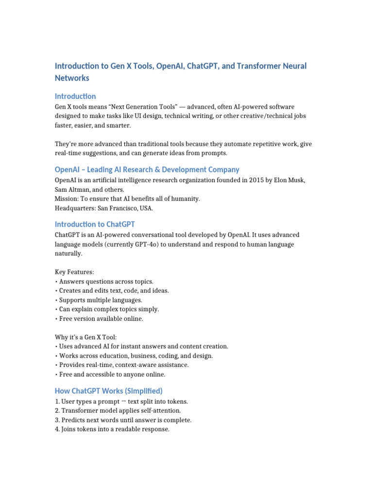 Introduction to Gen X AI Tools | PDF | Artificial Intelligence ...