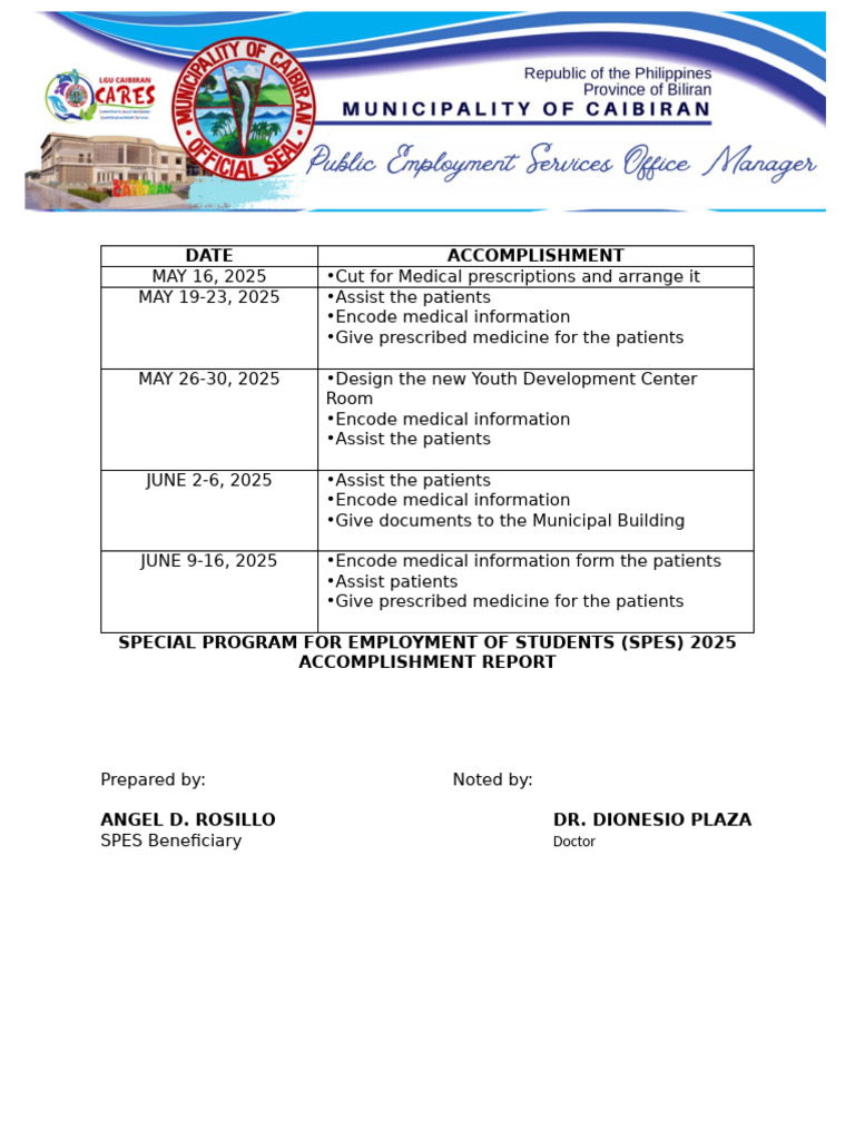 SPES 2025 Accomplishment Report | PDF