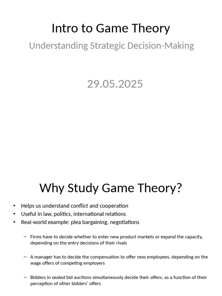 Game Theory: Understanding Strategic Choices | PDF | Game Theory ...