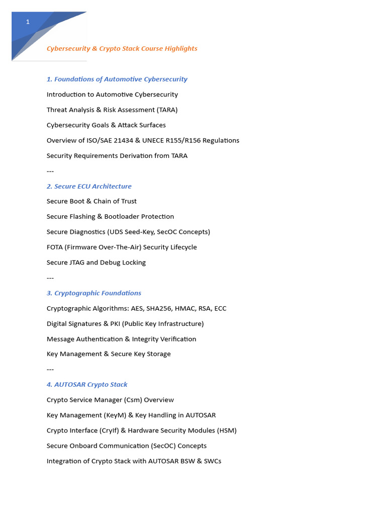 AUTOSAR Cybersecurity Stack PDF Course | PDF