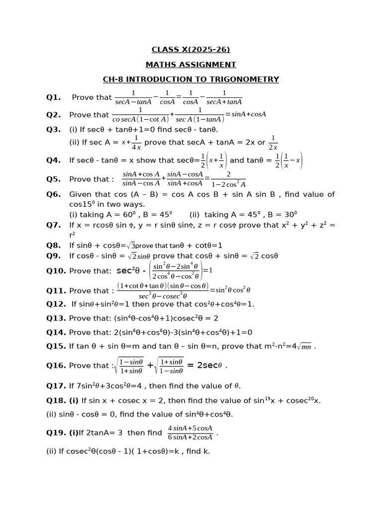Trigonometric Identities and Proofs | PDF