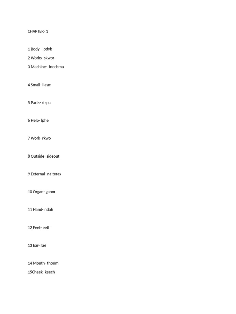 Class 2 EVS Jumbled Words Guide | PDF