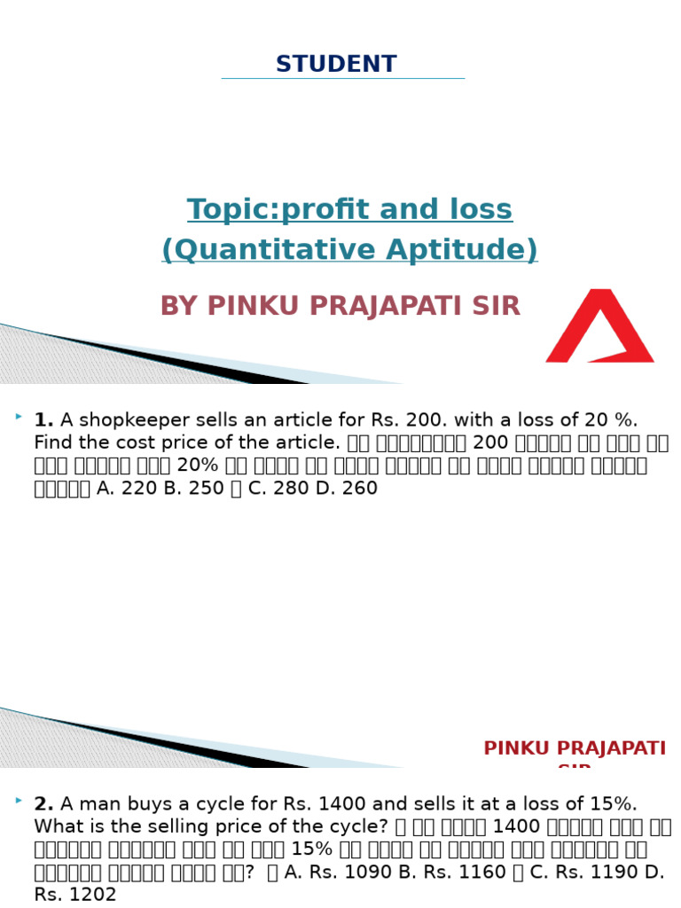 Profit and Loss-1 | PDF