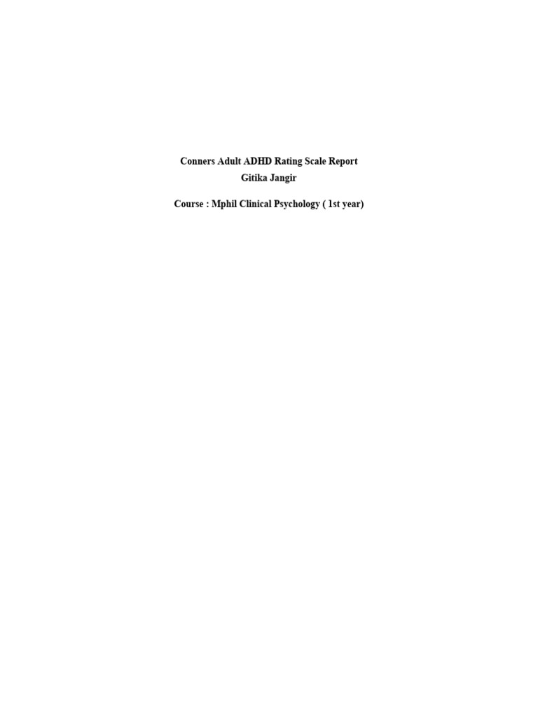 Conners Adult ADHD Rating Scale Report | PDF | Attention Deficit ...