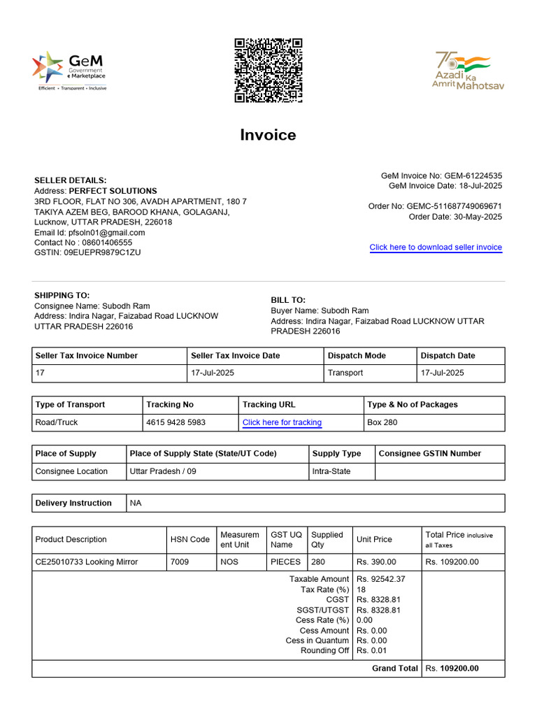 GST Seller Invoice for Perfect Solutions | PDF | Invoice | Taxes