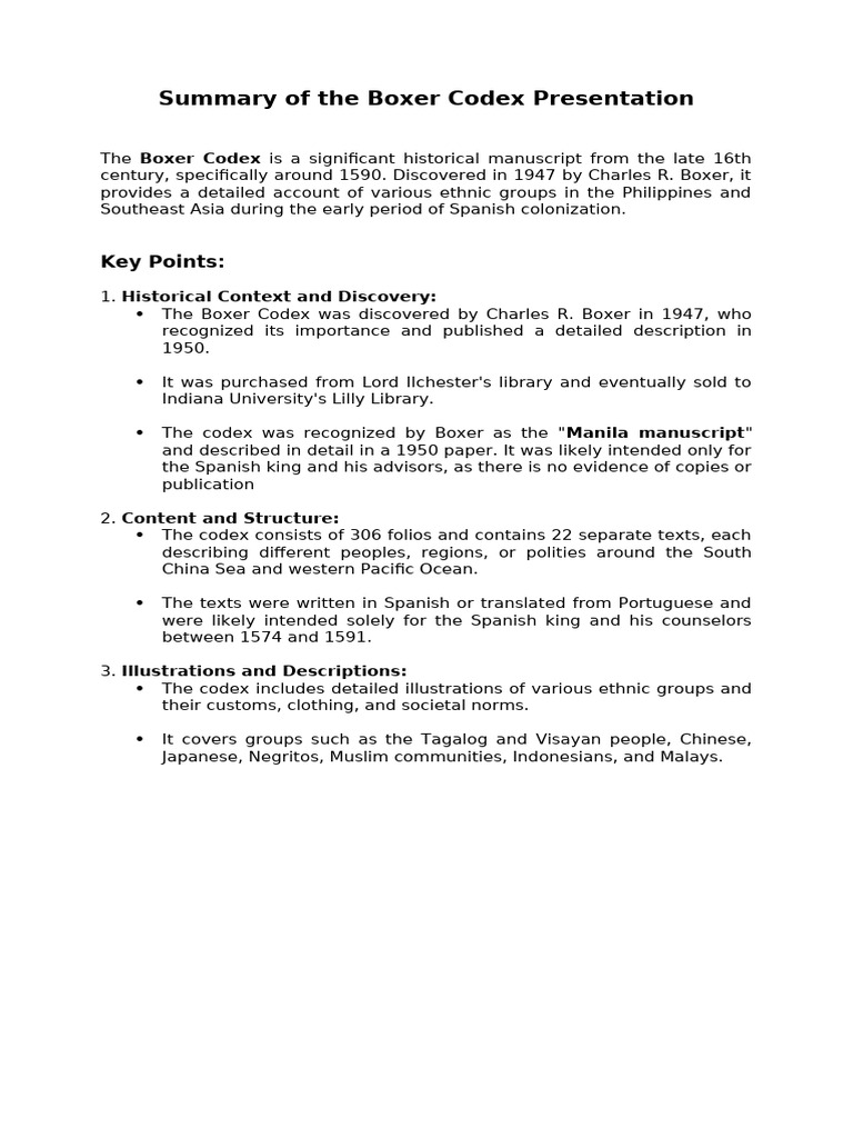 Summary of the Boxer Codex Insights | PDF