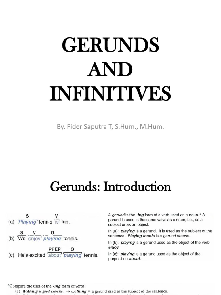 Gerunds and Infinitives | PDF | Subject (Grammar) | Verb