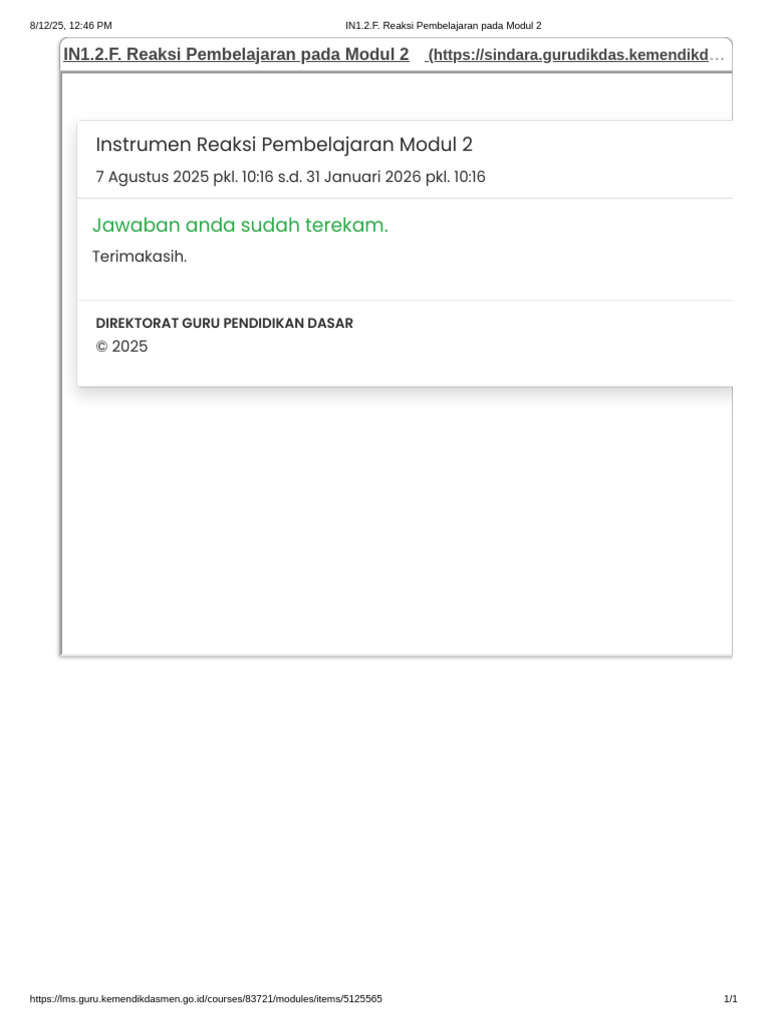 Evaluasi Reaksi Pembelajaran Modul 2 | PDF