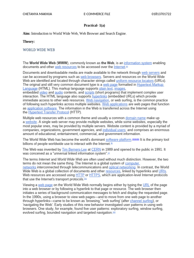Understanding the World Wide Web and Browsers | PDF | World Wide Web ...