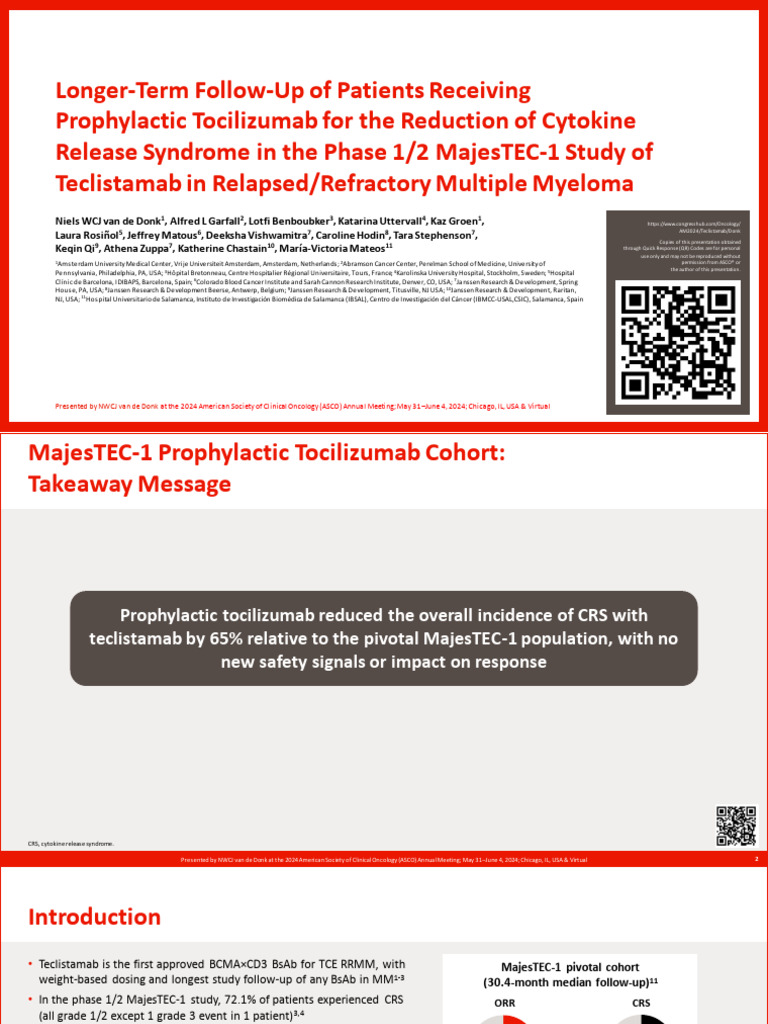 Teclistamab Study: Tocilizumab's Impact on CRS | PDF | Multiple Myeloma ...