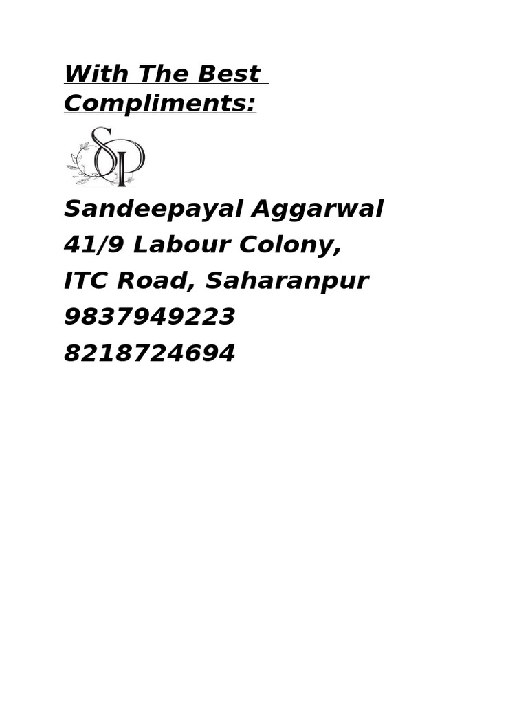 With The Best Compliments | PDF