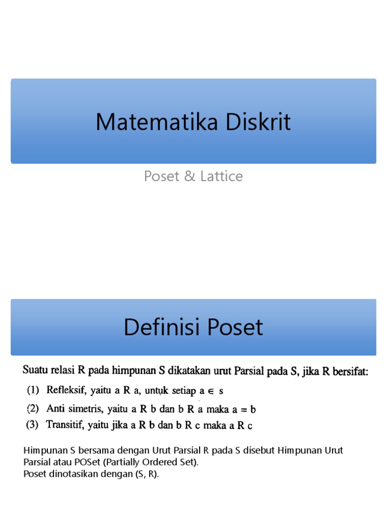 5. Matematika Diskrit - Poset 5. Matematika Diskrit - Poset