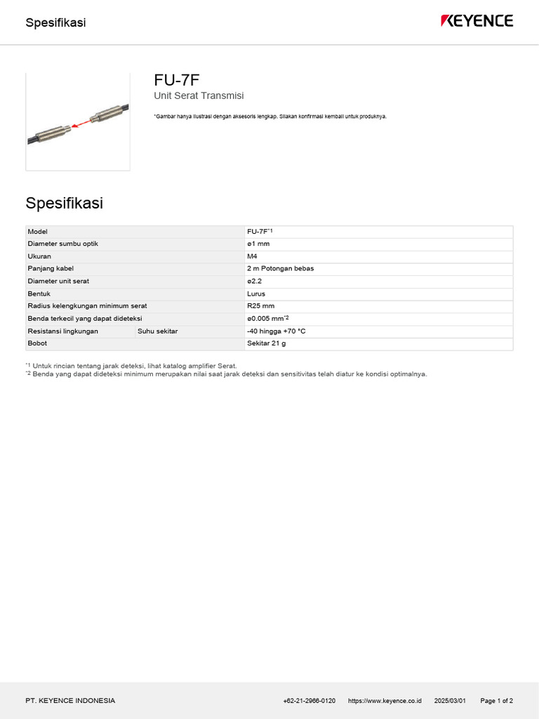 Spesifikasi Unit Serat FU-7F | PDF