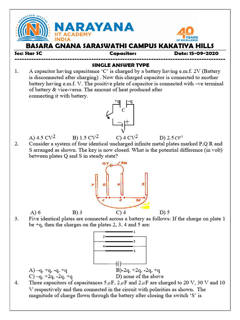 Capacitor Theory and Problems Guide | PDF | Capacitor | Electrical ...